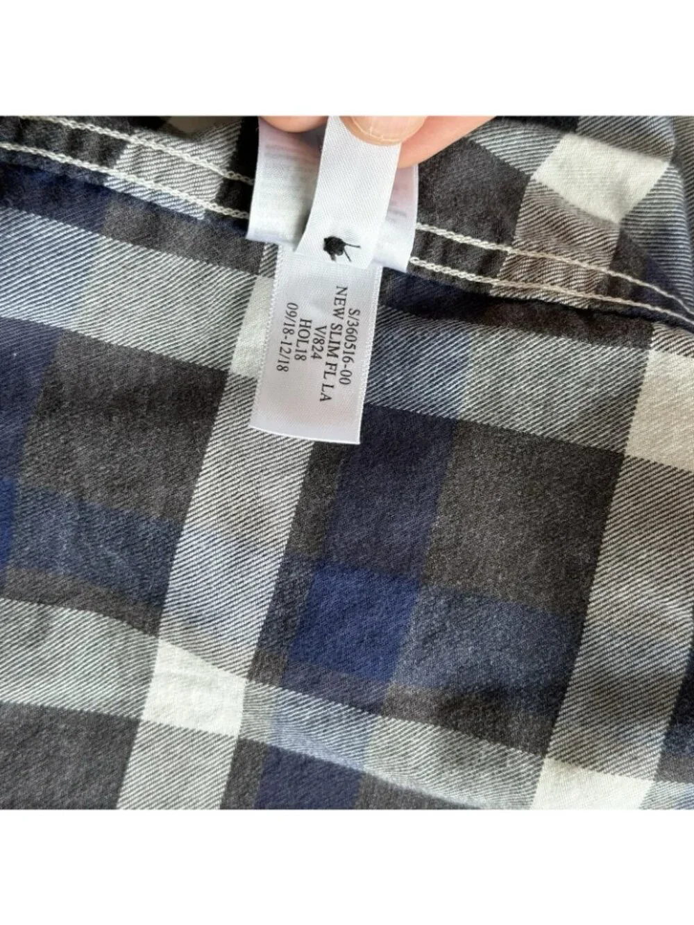 Banana Republic Luxe Flannel Slim-Fit Men's Blue Plaid Shirt Sz M Preppy Casual